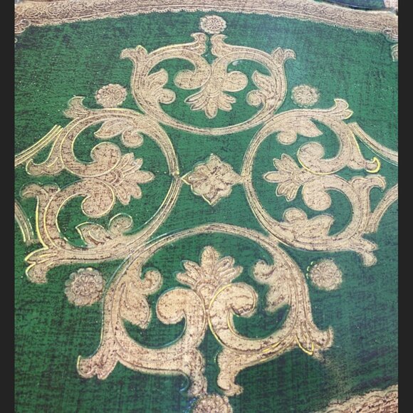 Vintage Florentine Tray - Green & Gilt Gold - 15" x 23" - Made in Italy Stamp - Picture 3 of 8